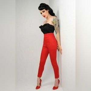 Pinup Couture Red and Black Skinny Jumpsuit
